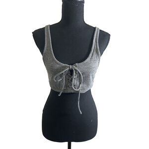 Women’s Charcoal Lace-up Crop Top w/ Crisscross Back, Size M